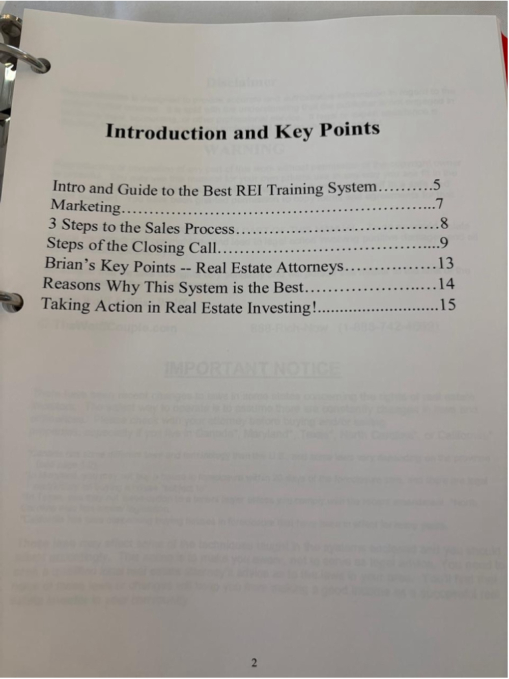 The Wolff Couple Real Estate Investing Training System Binders #E60